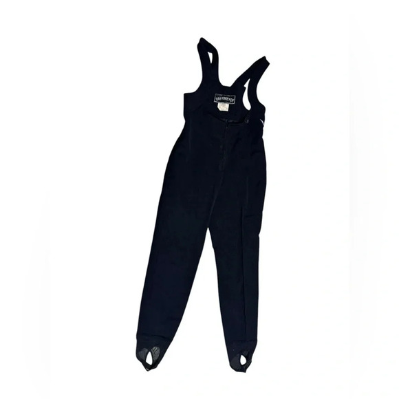 Vintage OBERMEYER black one piece wool blend stirrup snow suit bibs size 8r - Picture 2 of 10